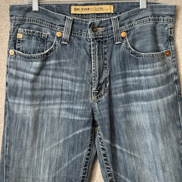 Big Star Men's 34R Pioneer Regular Boot Cut Jeans Y2K Rodeo Distressed 35x31 - Picture 2 of 8